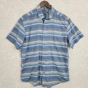 Eddie Bauer Men's L Button up Short sleeve Classic Fit Striped 3502P